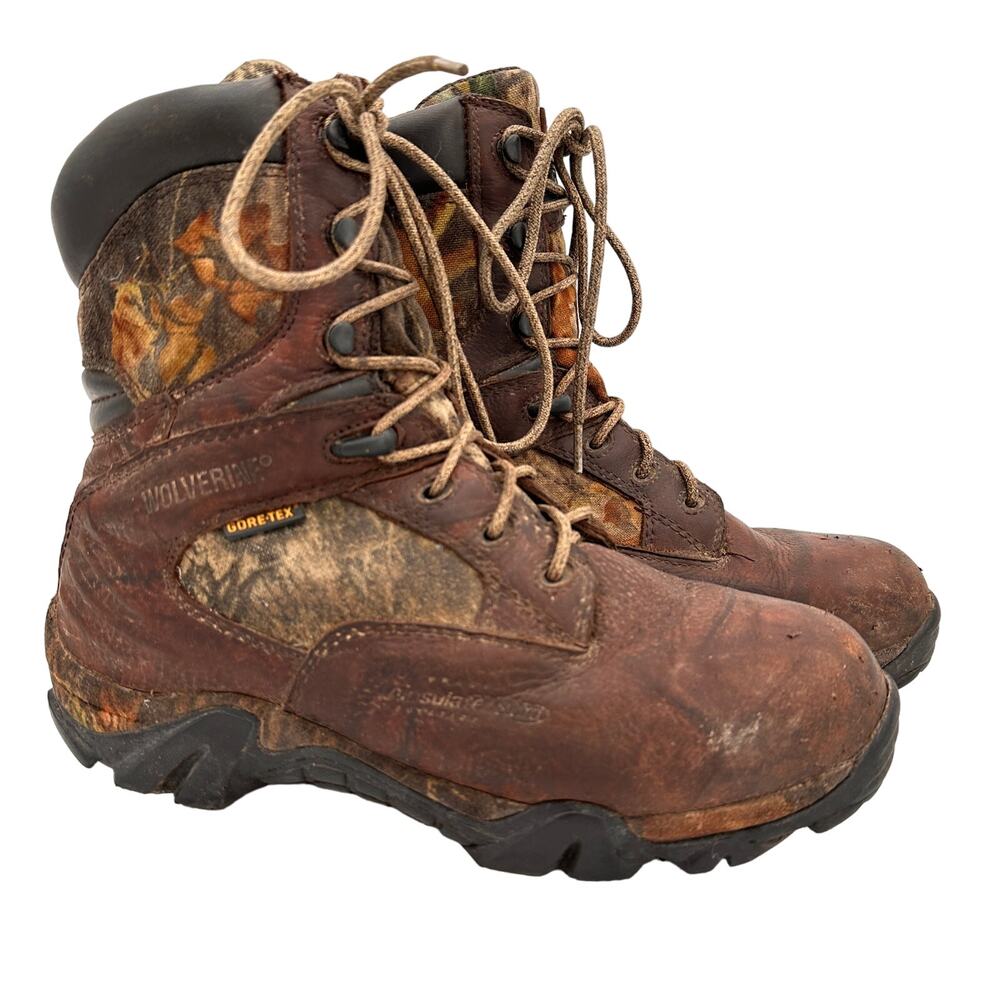 Wolverine Gore Tex Leather Camo High Top McKay Lace Up Boots Size 7EW Extra Wide